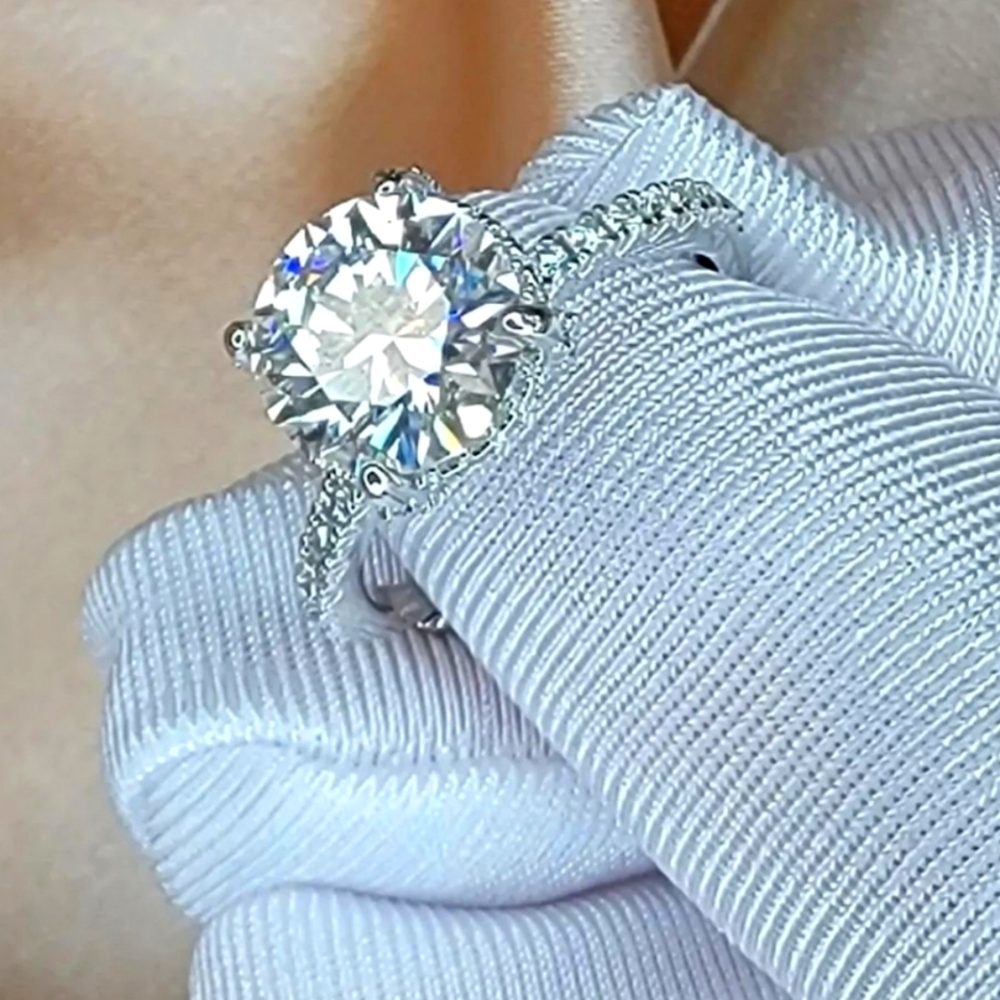 3 Carat Moissanite Diamond Ring. Silver With Gold Filling. Adjust…